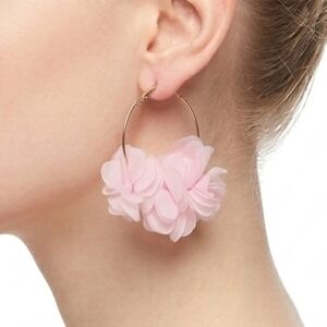 NEW Pink Gold Floral Hoop Earrings Preppy Avant Garde Coquette Girl Girlhoodcore